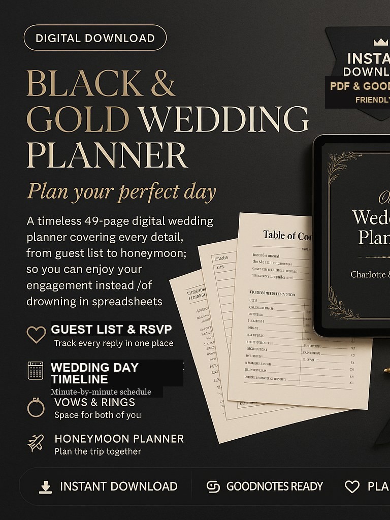 Black & Gold Wedding Planner