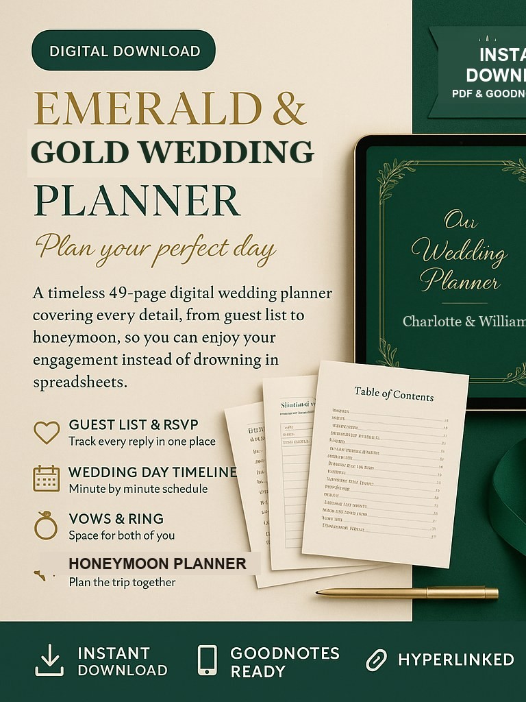 Emerald & Gold Wedding Planner